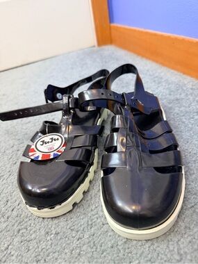 Juju Maxi Black and White Jelly Fisherman Sandals